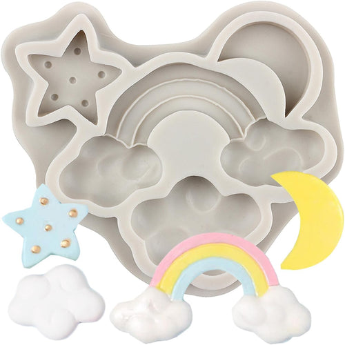 Silicone Rainbow Moulds Set of 3 Cloud Star Moon for Cake Decoration â Multi-colour