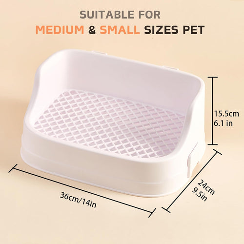 Medium Rabbit Litter Box, Detachable Bunny Corner Toilet with Large Container for Medium&Small Size Animals Bedding Litter Pan Potty Trainer for Small Animals Guinea Pigs Hamsters Galesaur (White)