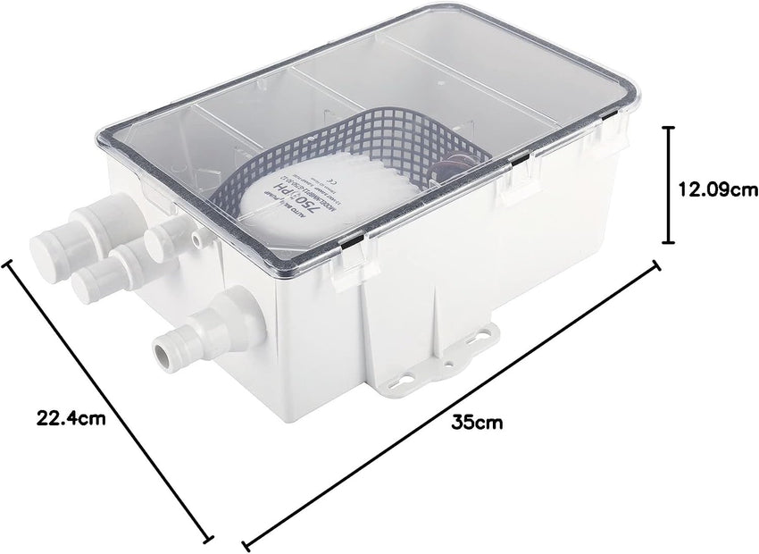FreeTec Boat Marine Shower Sump Pump Drain Kit System Shower Pump System 12v 750 GPH Multi Port Inlet