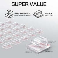 KGROTE 100PCS Cable Clips, Adhesive Wire Clips Strong Cord Clips Wire Holders, Cable Management Clips for Desk, Wall, Car, TV, Ethernet Cable (Clear, Small)