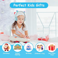 AXFEE Bluetooth Kids Headphones, LED Light Up Cat Ear Wired/Wireless Headphone, HD Stereo Sound, Foldable Children Headphone for PC Phone Ipad Study Travel School, Suitable for Girls Boys Gift (Blue)