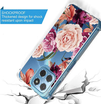 Jhxtech Phone Case for Honor X8 5G/Honor X6 (4G/5G)/Honor X6S/Honor 70 Lite girls women, Slim Shockproof Clear Floral Pattern Soft Flexible TPU Protective Cover for Honor X8 5G Purple flower