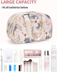 Large Toiletry Bag Travel Makeup Organizer â Beige Flamingo