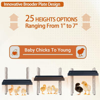Chick Brooder Heating Plate 10in Adjustable Angle Height Easy Clean Thermostat Black 10Ã10in Safe