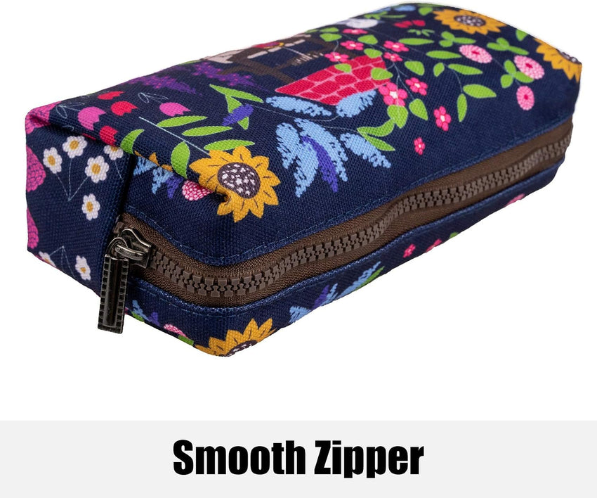 LParkin Cute Garden Gnome Canvas Pencil Case Pen Bag Pouch Gadget Box Stationary Case Makeup Cosmetic Bag