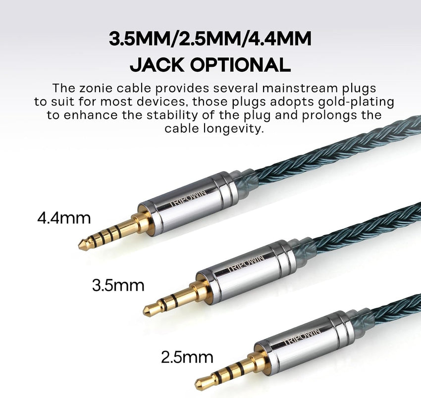 Linsoul Tripowin Zonie 16 Core Silver Plated Cable SPC Earphone cable for 7hz Timeless TINHIFI T3 T2 PRO T4 (MMCX, 3.5mm, Moss)