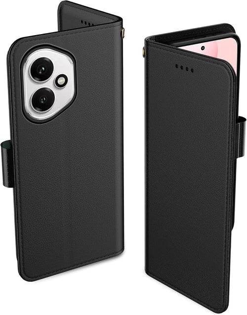 Aiziki For Honor 400 Phone Case(Not Fit 400 Pro), Leather Flip Case with 3 Card Slots & Kickstand, Anti-Drop, Magnetic Closure, Compatible with Honor 400 Case- Black