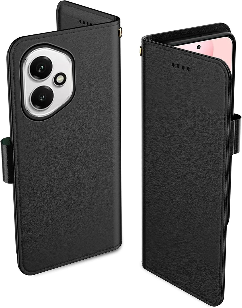 Aiziki For Honor 400 Phone Case(Not Fit 400 Pro), Leather Flip Case with 3 Card Slots & Kickstand, Anti-Drop, Magnetic Closure, Compatible with Honor 400 Case- Black