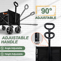 Trolley on Wheels 100L All-Terrain Folding Wagon with Adjustable Handle â Black