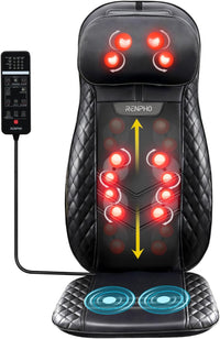RENPHO Back Massager with Heat, Shiatsu Massage Chair, Full Back Massager Deep Tissue Kneading, Massager Seat Vibration, Height Adjustable Use at Home & Office