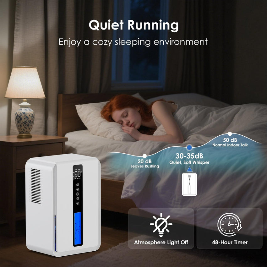 Dehumidifier 2.5L Sleep & Auto Humidity 3 Speeds Timer Drying Clothes