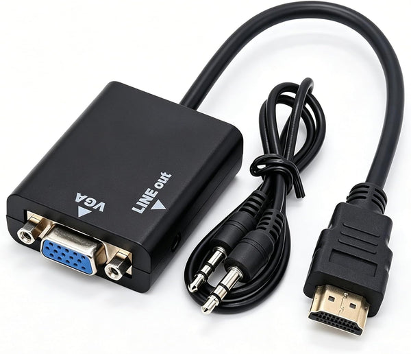 VGA to HDMI Converter with 3.5mm Audio 1080P VGA to HDMI Adapter with USB Power Cable 0.28m VGAs-Male Input to HDMIs-Female Output Converter for TV Stick, HDTV, Computer, Laptop, PC, Monitor,Projector
