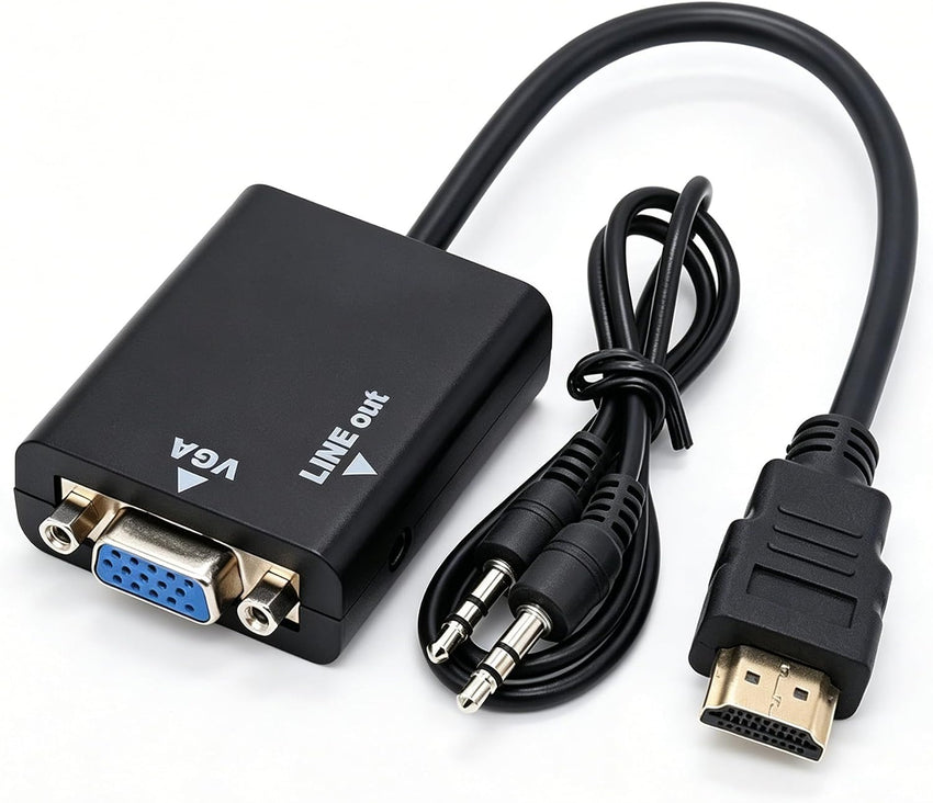 VGA to HDMI Converter with 3.5mm Audio 1080P VGA to HDMI Adapter with USB Power Cable 0.28m VGAs-Male Input to HDMIs-Female Output Converter for TV Stick, HDTV, Computer, Laptop, PC, Monitor,Projector