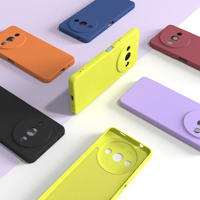 BUTISHIYU Case Compatible with Xiaomi Redmi A3 4G with 1 Tempered Glass Screen Protector, Silicone Slim Fit Shockproof Anti-Scratch Case for Xiaomi Redmi A3 4G - Yellow