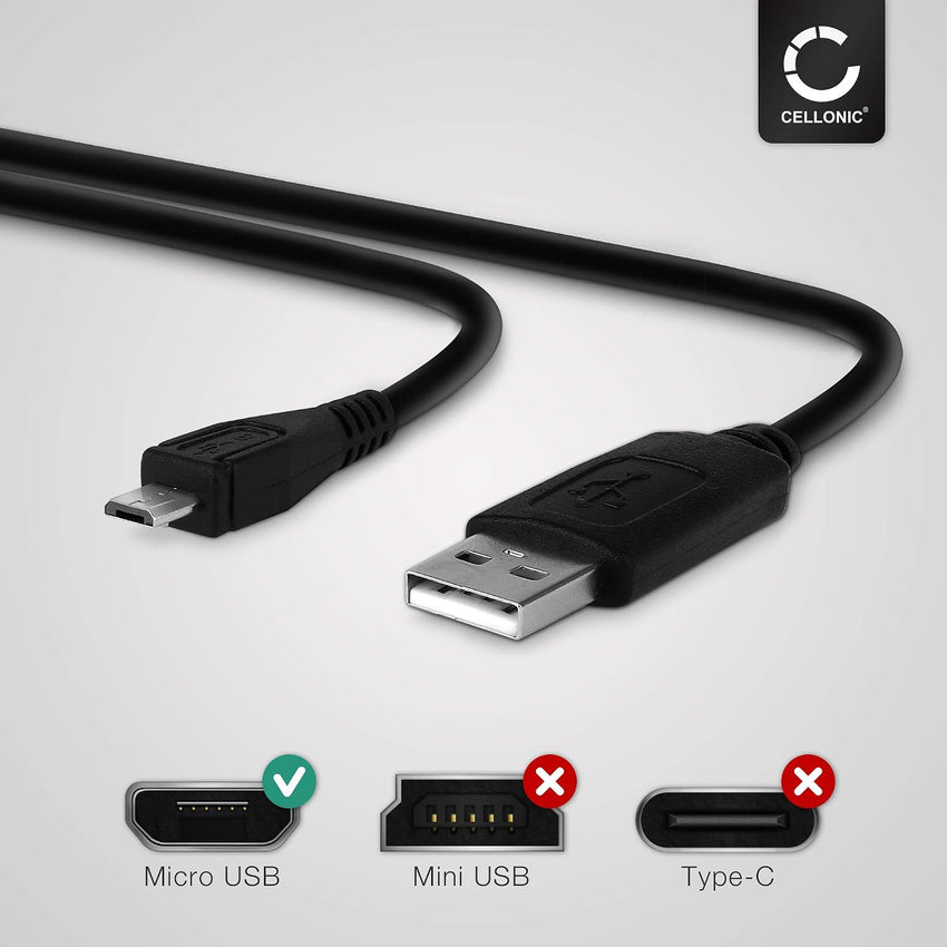 CELLONIC Camera USB Cable Replacement for Panasonic Lumix DC-FZ82 FZ2000 GX800 TZ90 DMC-GX80 GX9 G80 DMC-TZ81 TZ101 HC-V180 V380 V770 V777 DMC-LX15 Charger 1m Lead Fast Charging Data Cable 1A