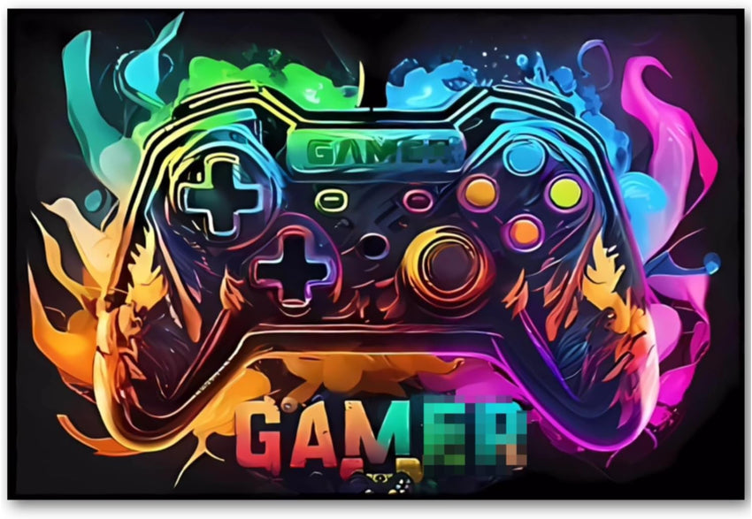 Gaming Area Rug Non-Slip Colourful Game Controller Carpet 47.3" x 63"