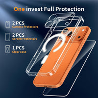 YNMEacc 5 in 1 Magnetic for iPhone 17 Pro Max Case with 2X Screen Protector + 2 Lens Covers, [Compatible with MagSafe] Slim Soft TPU Silicone Shockproof Anti-Scratch Phone Cover - Clear
