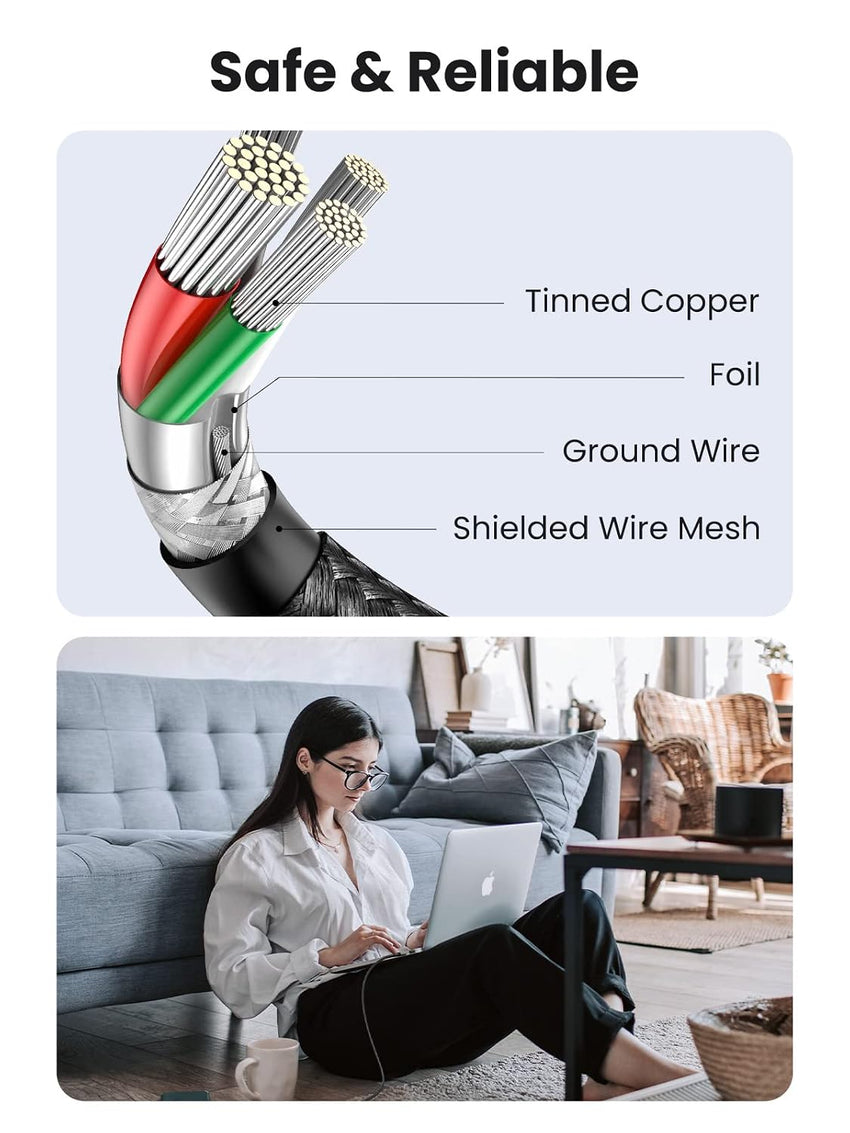 UGREEN USB C to USB-C Charger Cable 60W Type C to C Lead Fast Charging Compatible With iPhone Air/17/16 Pro Max, Galaxy S25 Ultra, Pixel 9, iPad Pro 2024/Air 5, MacBook Pro (0.5M)