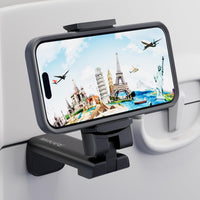 MiiKARE Portable Airplane Phone Holder 360^0 Rotation Phone Holder for Plane,Hands-Free Travel Essentials for Flying,Foldable Pocket-size Phone Stand Holiday Essentials Compatible iPhone&Android,Black