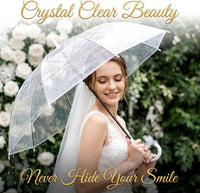 Hestya 16 Pack 37.4 Inch Clear Umbrellas for Wedding White Transparent Umbrella Dome See Through Umbrella Windproof Umbrella Handle Semi-automatic for Woman Men Bride Bridesmaid Party