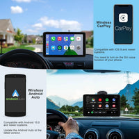 Wireless Apple CarPlay Android Auto Screen for Car, 7" HD Touch Screen Car Stereo Portable Live Navigation Car Play Mirror Link Music Video Player Siri/AirPlay/AUX/FM/Radio