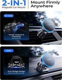 LISEN for Magsafe Car Mount Charger [15W Top Charge] Magnetic Car Phone Holder for iPhone 17 Pro Max Wireless Charger Phone Holder For iPhone 17 Pro Max Air 16 15 14 Magsafe Accessories Non Slip Mat