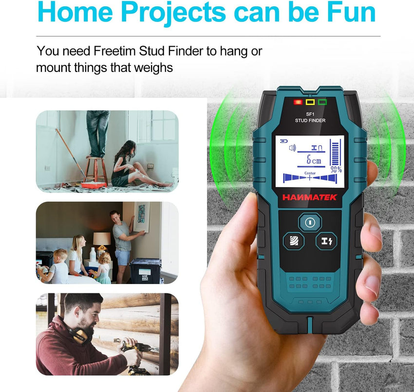 HANMATEK Stud Finder SF1 Wall Scanner 4 in 1 Electronic Stud Sensor with Depth Tracker, Unit Change, for Wood, Metal, Cables, Circuits Detect in Walls