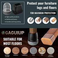 Rectangle Silicone Chair Leg Floor Protectors, Chair Leg Caps, Furniture Foot Protector, Free Moving Table Leg Covers, Stool Leg caps to Prevent Hardwood Floor Scratches and Reduce Noise