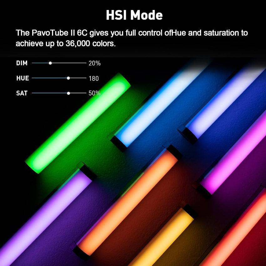 Nanlite PavoTube II 6C LED RGB Tube 2700K-7500K Ultra-Wide Colour Temperature Wireless Control Portable