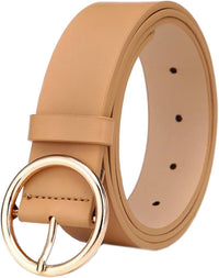 PU Leather Waist Belt Round Metal Buckle Casual Women's Belt â Black/Brown