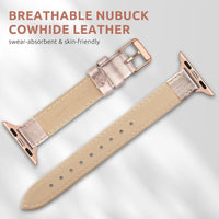 Tuocal Genuine Leather Strap Compatible with Apple Watch Strap 38mm 40mm 41mm 42mm(Series 10) for Women Men, Slim Thin Elegant Narrow Wristband for iWatch Series 10 9 8 7 6 5 4 3 2 1