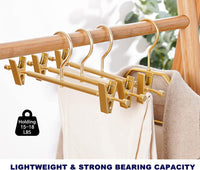 Amber Home 31cm Premium Matte Gold Aluminum Trousers Hangers 20pcs, Extra Smooth & Durable Metal Skirt Pants Hanger, Light & Sturdy Metal Rack for Bottoms with Non-slip Clips and Swivel Hook