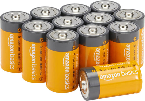 Amazon Basics 12-Pack D Cell All-Purpose Alkaline Batteries, 1.5 Volt, 5-Year Shelf Life