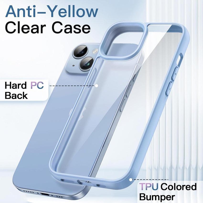 JETech Case for iPhone 14 6.1-Inch, Shockproof Phone Bumper Cover, Solid Color Matte TPU Frame, Anti-Scratch Clear Back (Light Blue)