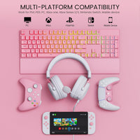 EKSA E900 Wired Gaming Headset for Xbox One - PC Headset with Detachable Noise Cancelling Microphone, 3D Stereo Sound 50mm Driver- Gaming Headphones for Xbox S/X, PS4 PS5, Switch, Laptop (Pink)