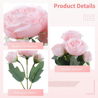 Artificial Peony Bouquet 5-Head Faux Silk Flowers 8 Bundles for Decoration