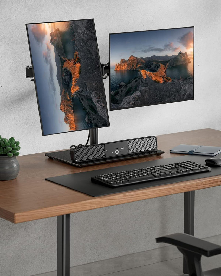 ErGear Dual Monitor Stand for 13Ã¢ÂÂ- 32Ã¢ÂÂ Screen, Freestanding Dual Monitor Arm Desk Mount with Sturdy Base, Adjustable Double Monitor Stand Hold 8KG/Arm