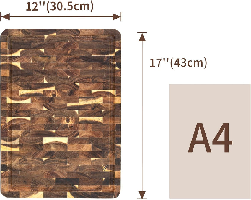 Acacia Cutting Board with Juice Groove & Handles â Reversible 43x30.5cm