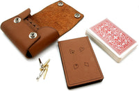 Brown Leather travel cribbage set, British made