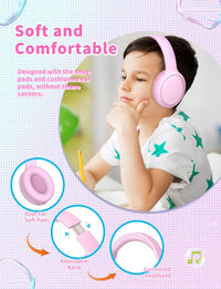 Xunpuls Kids Bluetooth Headphones,Foldable On Ear Wireless Headphone,Stereo Sound with MIC,10H Playtime,Bluetooth 5.3,Kids Wireless Headphones Over Ear for Kid Adult School Online Class (Pink)