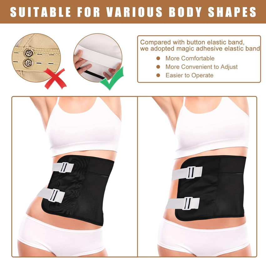 2pcs Reusable Castor Oil Pack Wraps Adjustable Leak-Proof Belt Ã¢ÂÂ Black