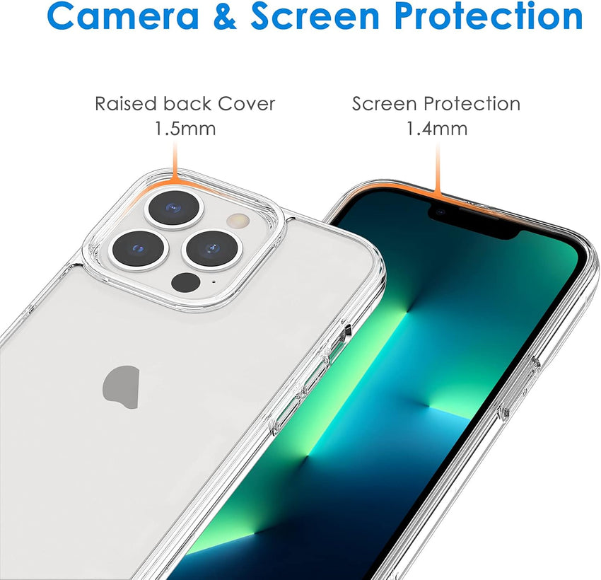 JETech Case for iPhone 13 Pro 6.1-Inch, Non-Yellowing Shockproof Phone Bumper Cover, Anti-Scratch Clear Back (Clear)