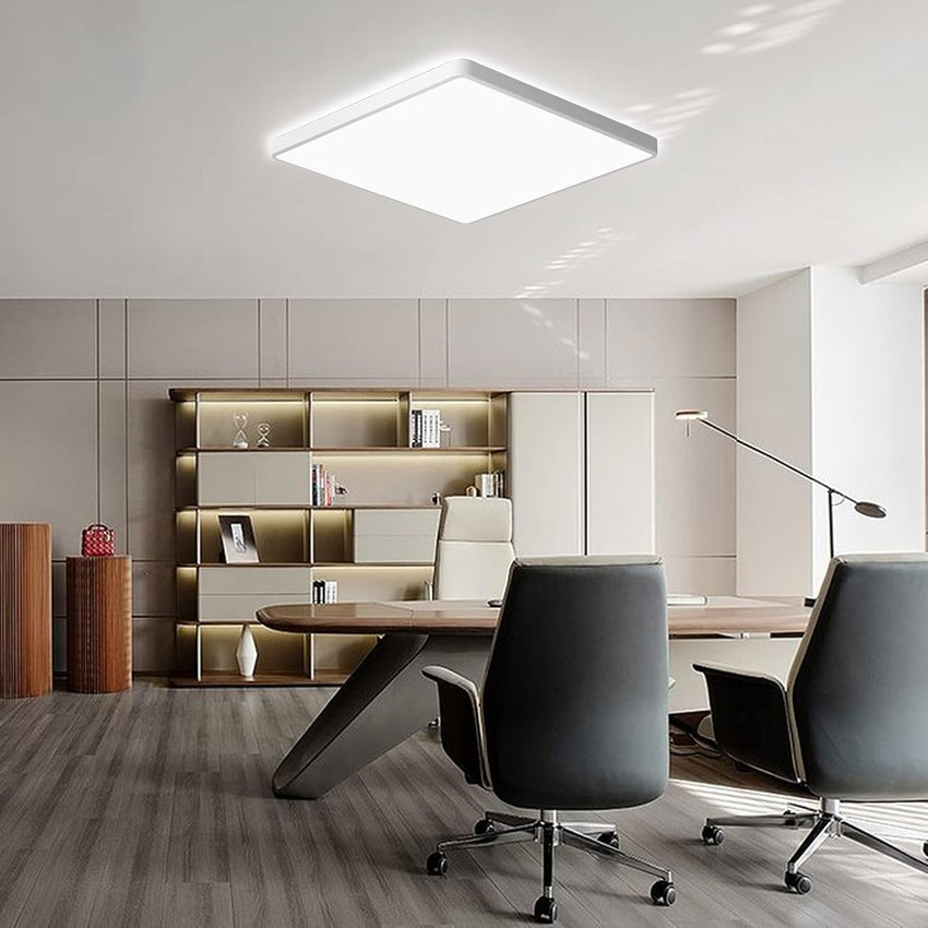 MLOQI Bathroom Lights Ceiling Square LED Ceiling Light Super Thin, 36W 5000K Daylight White IP44 Waterproof Lighting Fixture for Office Kitchen Hallway Living Room(White Edge)