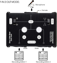 Mini 2 Way HiFi Stereo Audio XLR A/B Passive Switcher Box & Mixer Sound Splitter (1-IN-2-OUT)