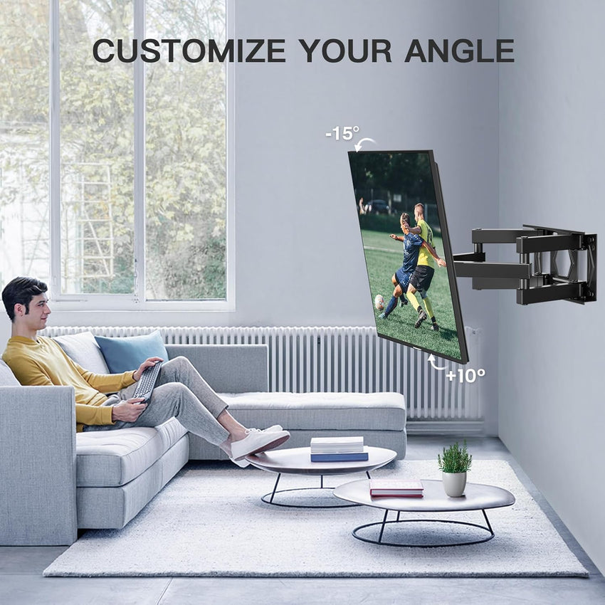 PERLESMITH TV Wall Bracket, Swivel Tilt TV Wall Mount for 26-65 Inch Flat & Curved TV up to 45kg, TV Bracket Max VESA 400x400mm