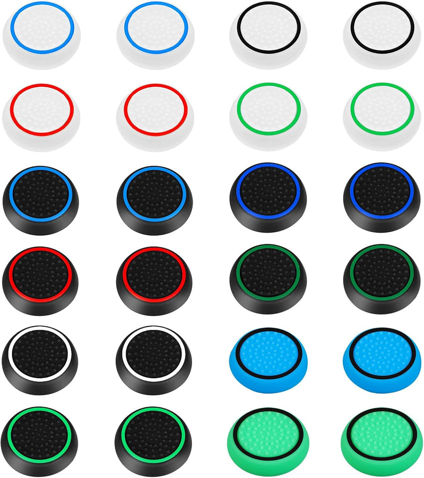 AXFEE 24PCS Thumb Grips Compatible with PS5&PS4 Controller, Silicone Non-slip Thumb Cap, Joystick Controller Protection, Thumbstick Caps Compatible for PS5/4/XBOX ONE/XBOX 360/XBOX SERIES X/SWITCH PRO