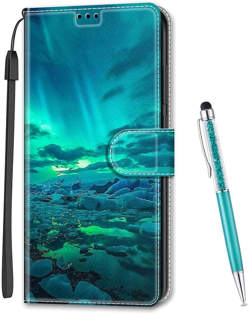 MadBee Compatible with iPhone 11 Case 6.1 Inch, Full Body Colorful Pattern Design Flip Magnetic Detachable PU Leather Wallet Case Cover for iPhone 11 (Aurora)