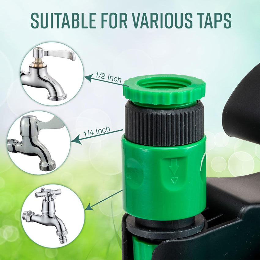 GloBrite Mini Hose Reel with 10m / 32ft Garden Hose Pipe Spray Gun & Adjustable Nozzle, Wall Mountable, Compact and Portable for Small Garden, Balconies, Watering for Pots and Outdoor Cleaning