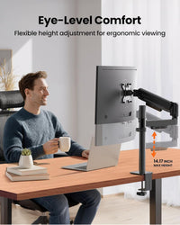 Single Monitor Arm Adjustable Desk Mount Up to 9kg VESA 75/100mm for 13-34" Screens Black 34"