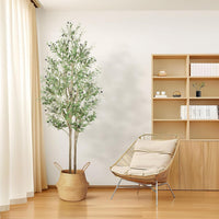 Alupssuc 7FT Artificial Olive Tree, Fake Olive Tree with Lifelike Leaves and Fruits, Faux Tall Plant Indoor Outdoor for Home Living Room Bedroom Balcony Corner Office Garden Decor, 210cm